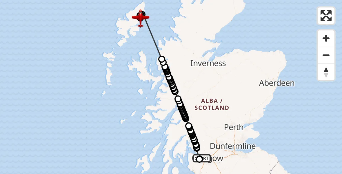 Flight route Air Ambulance Aircraft Glasgow Airport - Stornoway Airport, 28 September 2026, 07:31
