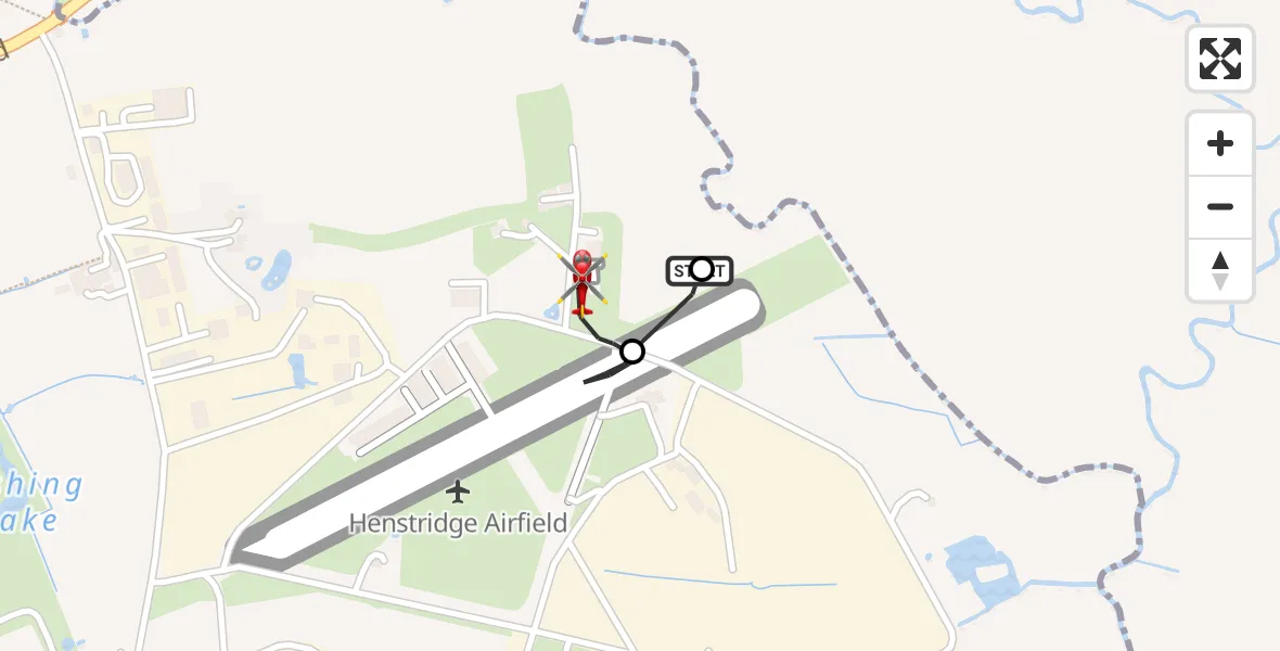 Flight route Air Ambulance Helicopter Henstridge Airfield - Henstridge Airfield, 28 September 2026, 11:30