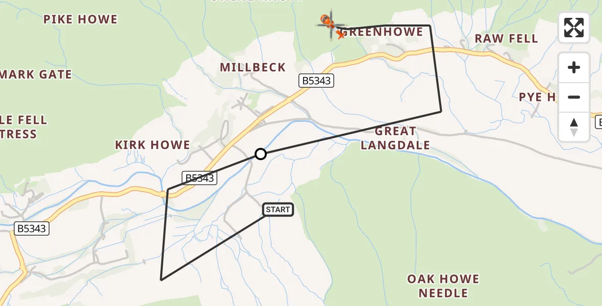 Flight route Coastguard Helicopter Lakes - Chapel Stile, 28 September 2026, 12:50