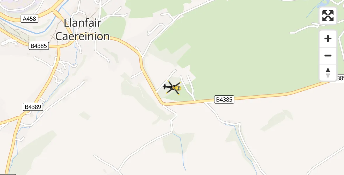 Flight route Police Helicopter Llanfair Caereinion - Llanfair Caereinion, 28 September 2026, 12:55