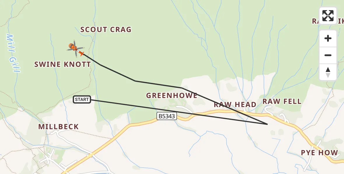 Flight route Coastguard Helicopter Chapel Stile - Chapel Stile, 28 September 2026, 12:58
