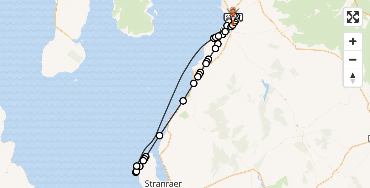 Flight route Coastguard Helicopter Glasgow Prestwick Airport - Glasgow Prestwick Airport, 28 September 2026, 13:40