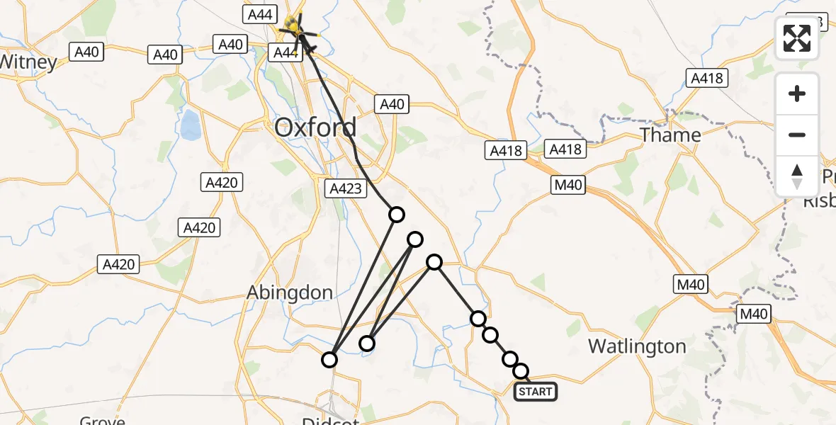 Flight route Police Helicopter RAF Benson - Oxford, 28 September 2026, 14:09