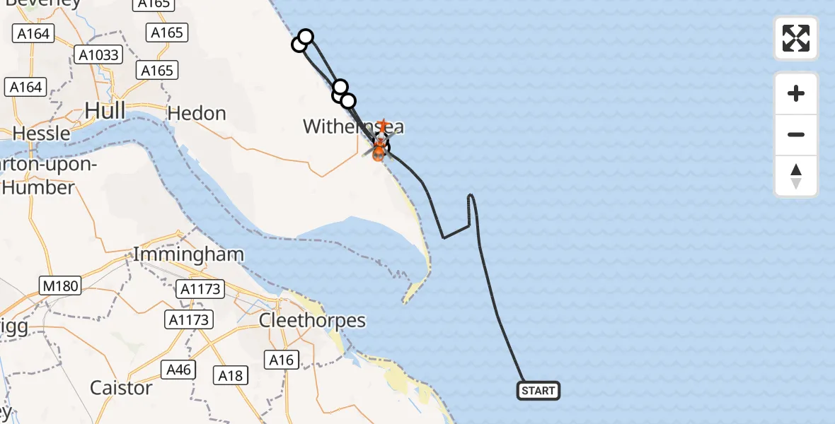Flight route Coastguard Helicopter North Sea - North Sea, 28 September 2026, 14:17