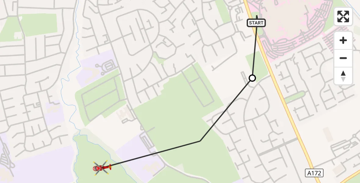 Flight route Air Ambulance Helicopter James Cook University Hospital - Middlesbrough, 28 September 2026, 14:26