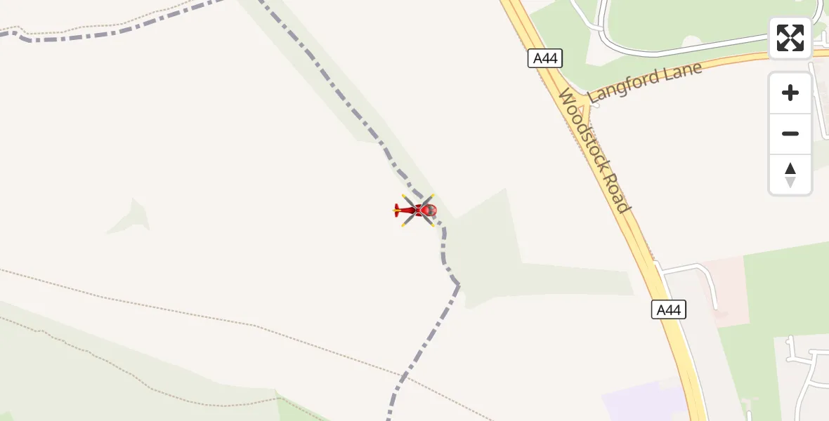 Flight route Air Ambulance Helicopter Begbroke - Begbroke, 28 September 2026, 16:03