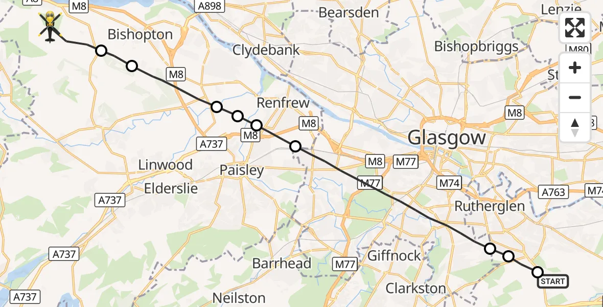 Flight route Police Helicopter Nerston Village - Langbank, 28 September 2026, 17:06