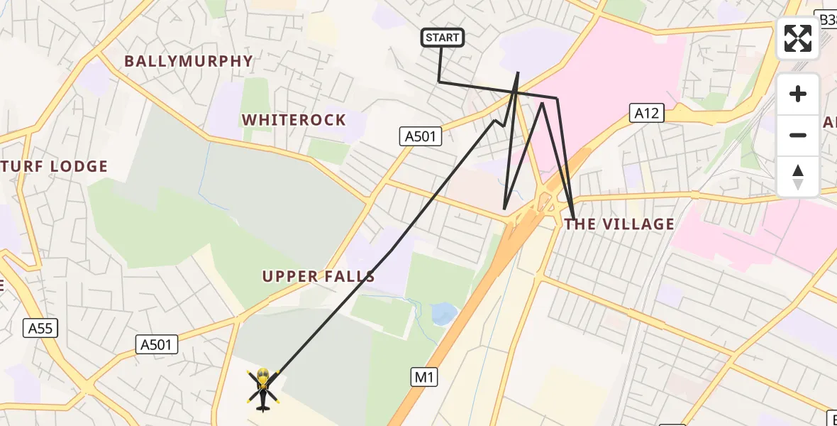 Flight route Police Helicopter Belfast City District - Belfast City District, 28 September 2026, 17:27