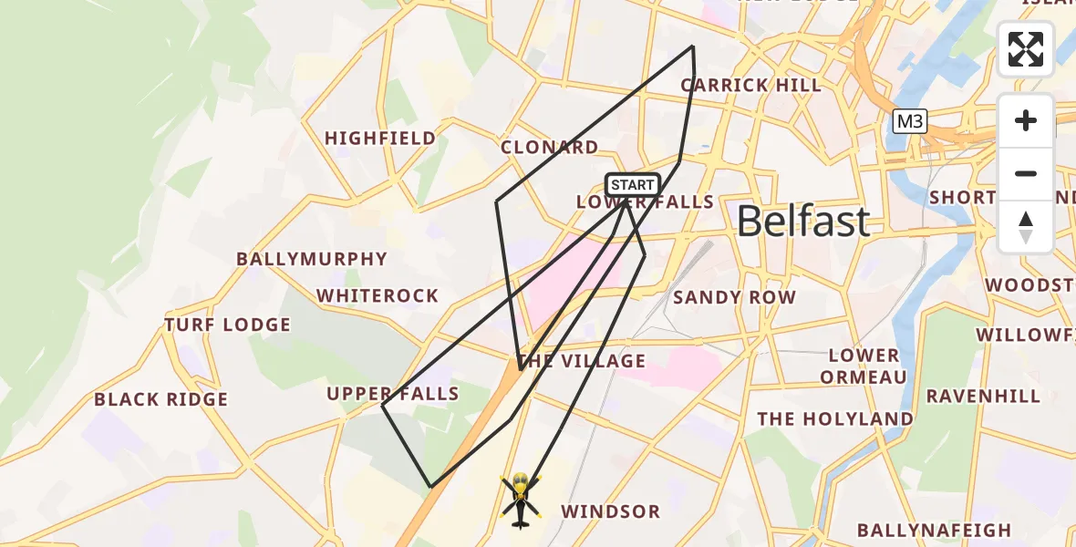 Flight route Police Helicopter Belfast City District - Belfast City District, 28 September 2026, 17:36