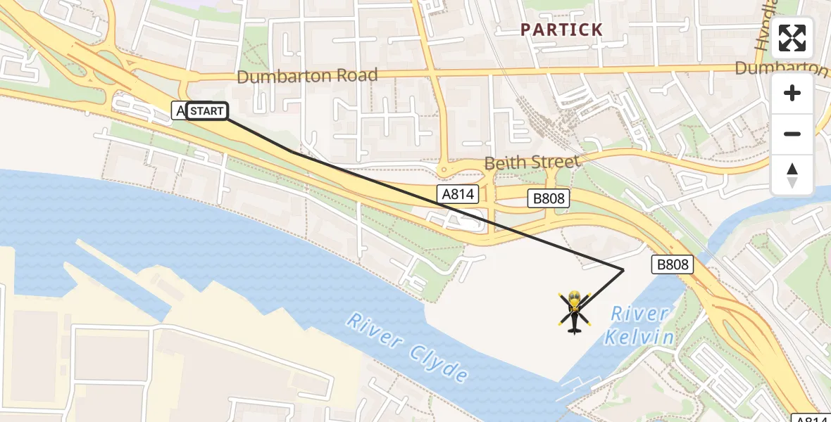Flight route Police Helicopter Glasgow - Glasgow, 28 September 2026, 17:41