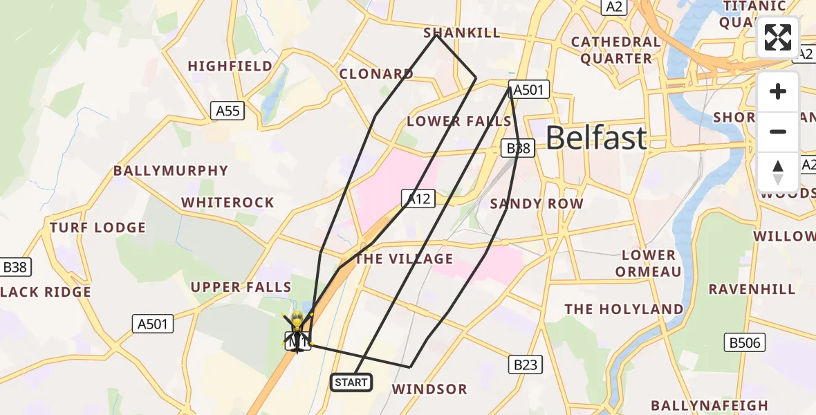 Flight route Police Helicopter Belfast City District - Belfast City District, 28 September 2026, 17:43