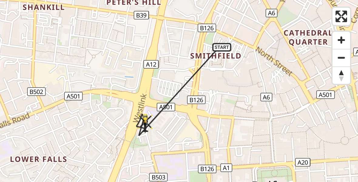 Flight route Police Helicopter Belfast City District - Belfast City District, 28 September 2026, 17:54