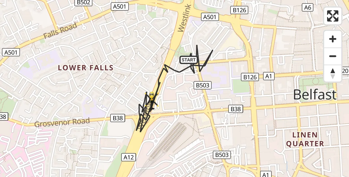 Flight route Police Helicopter Belfast City District - Belfast City District, 28 September 2026, 17:58