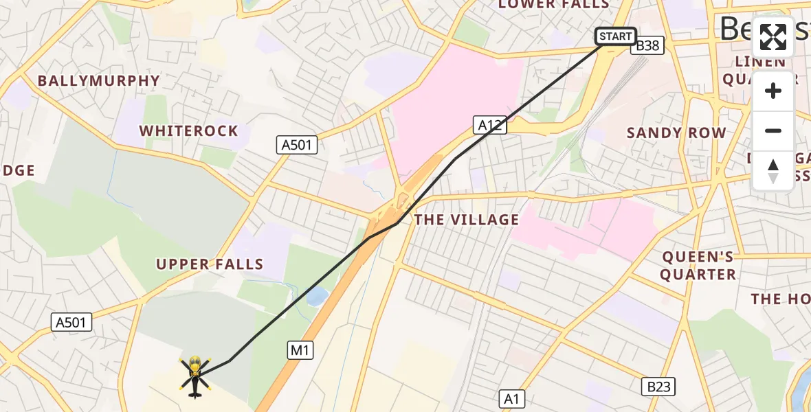 Flight route Police Helicopter Belfast City District - Belfast City District, 28 September 2026, 18:07