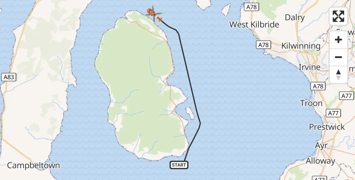 Flight route Coastguard Helicopter Inner Seas - Inner Seas, 28 September 2026, 19:41