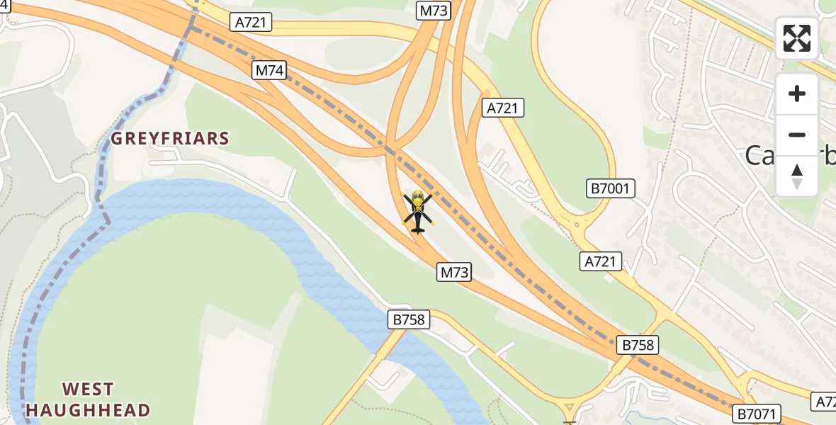 Flight route Police Helicopter Uddingston - Uddingston, 28 September 2026, 19:47