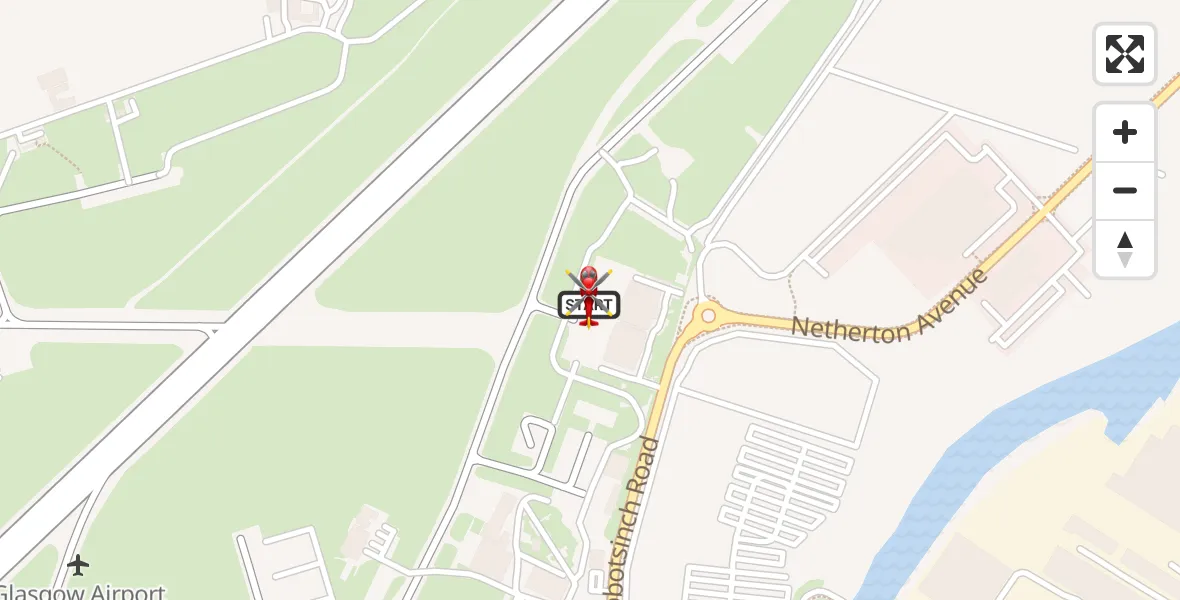 Flight route Air Ambulance Helicopter Glasgow Airport - Glasgow Airport, 29 September 2026, 08:52
