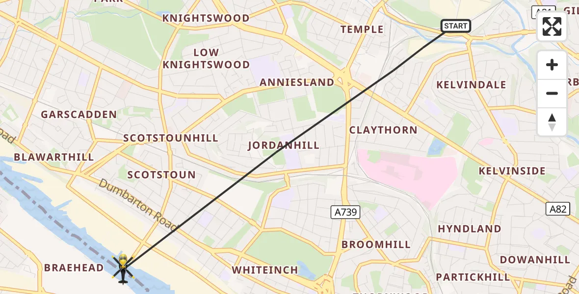 Flight route Police Helicopter Glasgow - Renfrew, 29 September 2026, 09:28