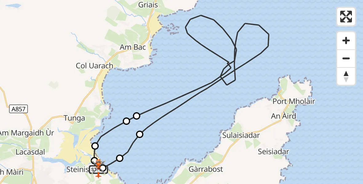 Flight route Coastguard Helicopter Stornoway Airport - Stornoway Airport, 29 September 2026, 09:51