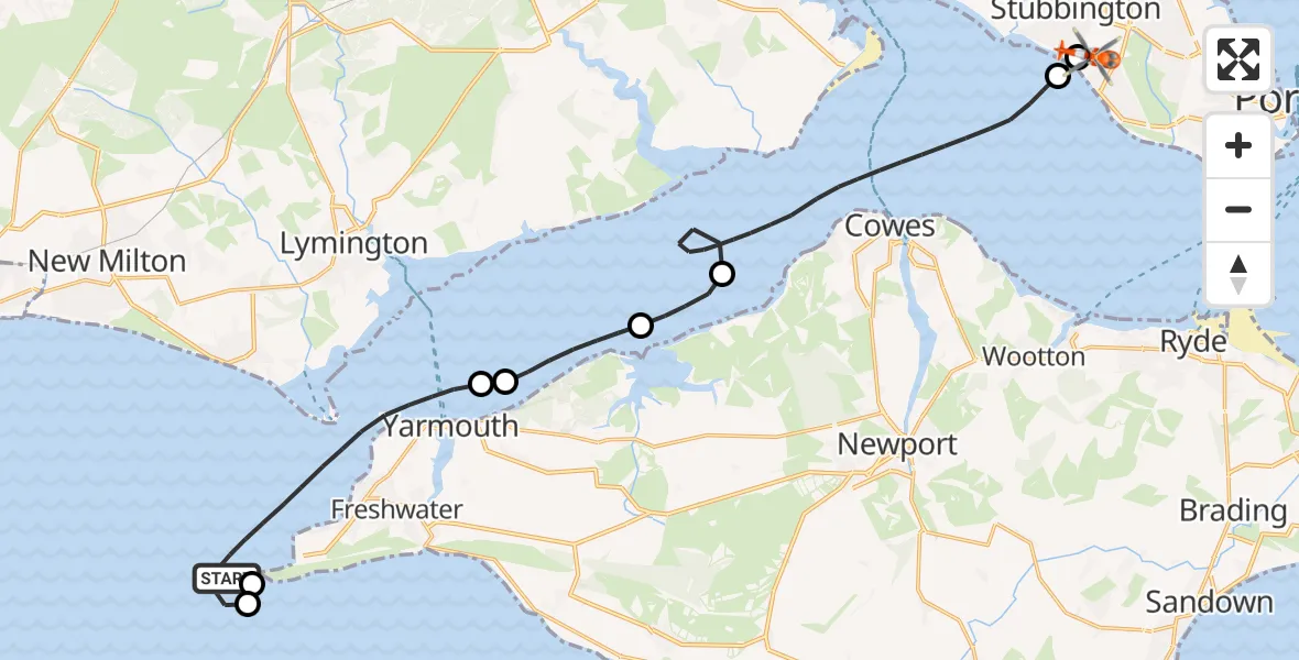 Flight route Coastguard Helicopter English Channel - Solent Airport, 29 September 2026, 09:52