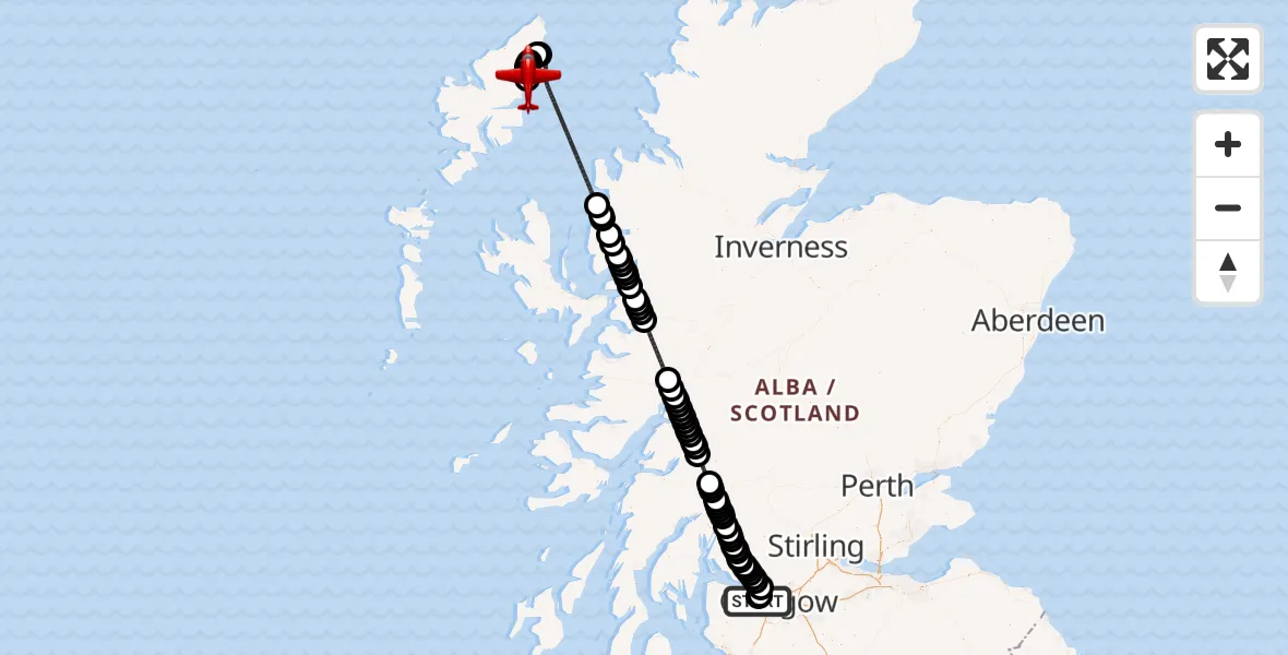 Flight route Air Ambulance Aircraft Glasgow Airport - Stornoway Airport, 29 September 2026, 10:35