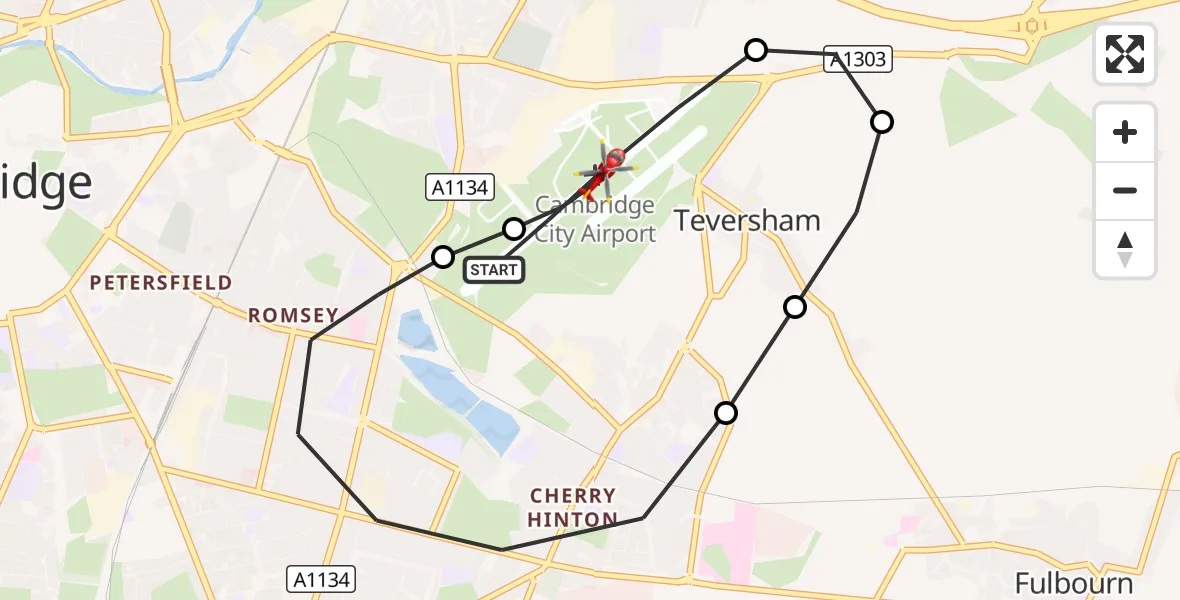 Flight route Air Ambulance Helicopter Cambridge City Airport - Cambridge City Airport, 29 September 2026, 11:44