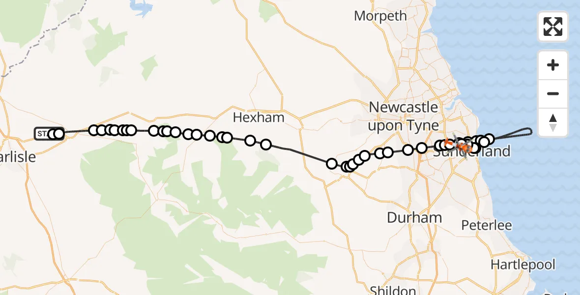Flight route Coastguard Helicopter Carlisle Lake District Airport - Marley Pots, 29 September 2026, 12:39