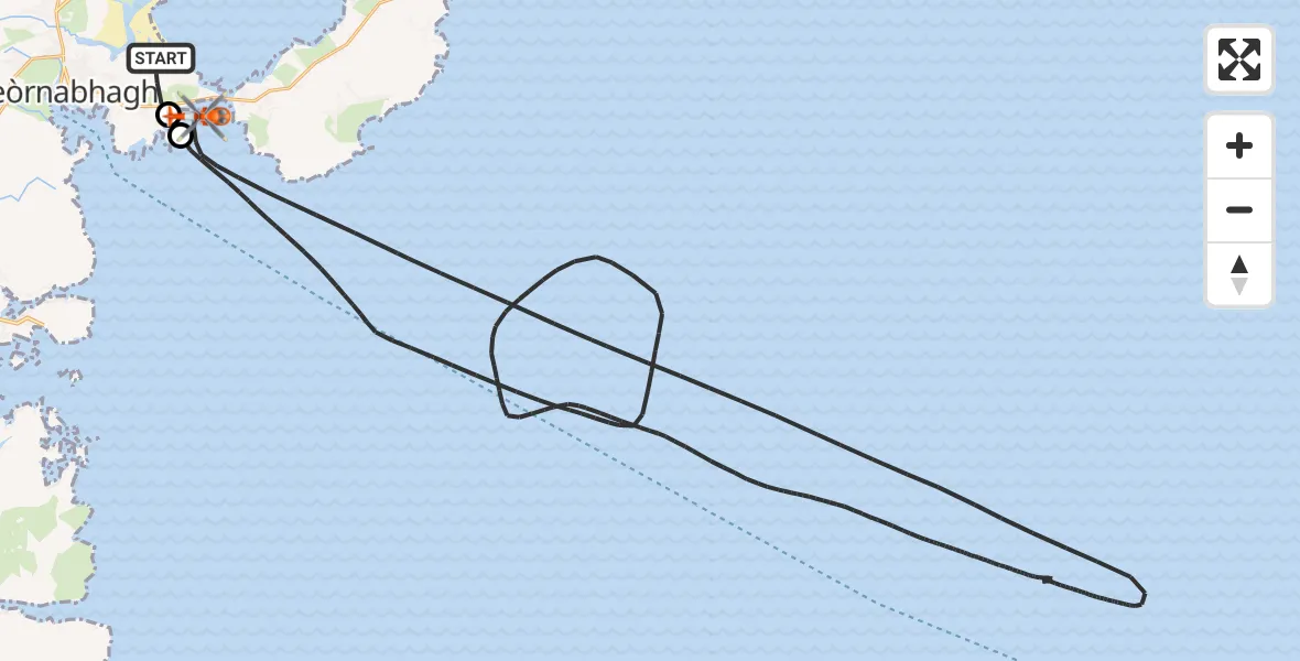 Flight route Coastguard Helicopter Stornoway Airport - Inner Seas, 29 September 2026, 13:35