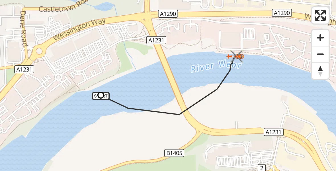 Flight route Coastguard Helicopter Hylton Red House Estate - Marley Pots, 29 September 2026, 13:38
