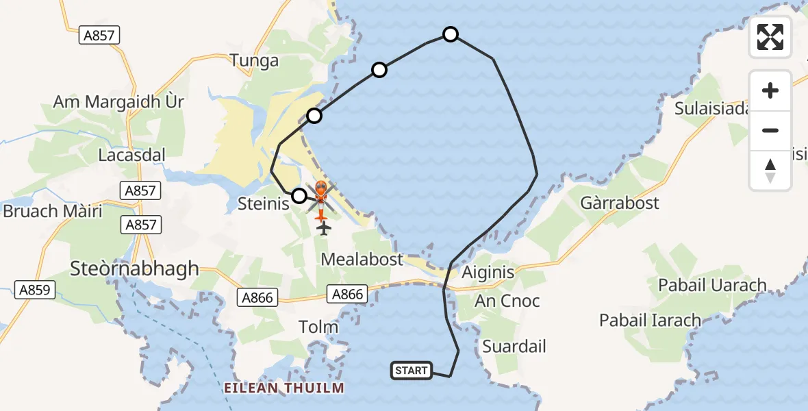 Flight route Coastguard Helicopter Inner Seas - Stornoway Airport, 29 September 2026, 14:42