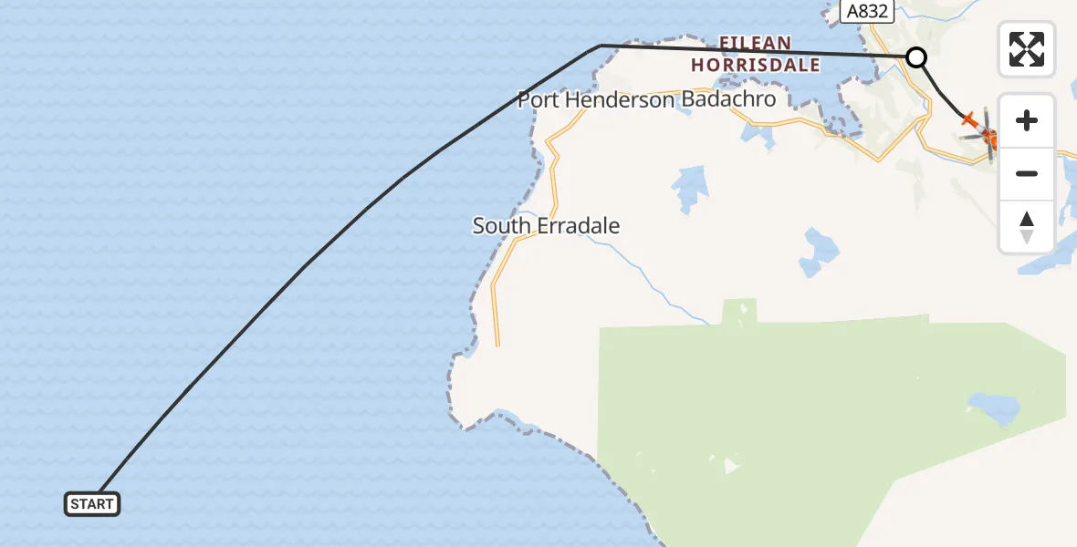 Flight route Coastguard Helicopter Inner Seas - Highland, 29 September 2026, 14:50