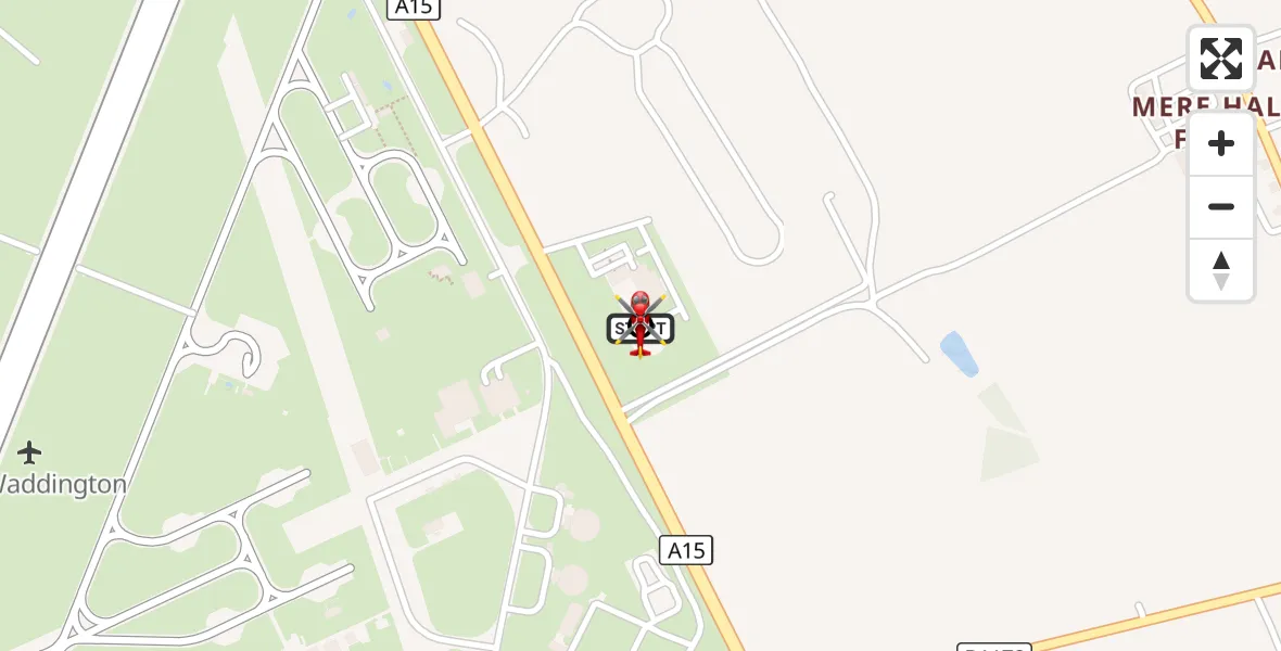 Flight route Air Ambulance Helicopter RAF Waddington - North Kesteven, 29 September 2026, 15:42