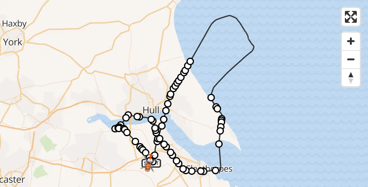 Flight route Coastguard Helicopter Humberside Airport - Humberside Airport, 29 September 2026, 17:06