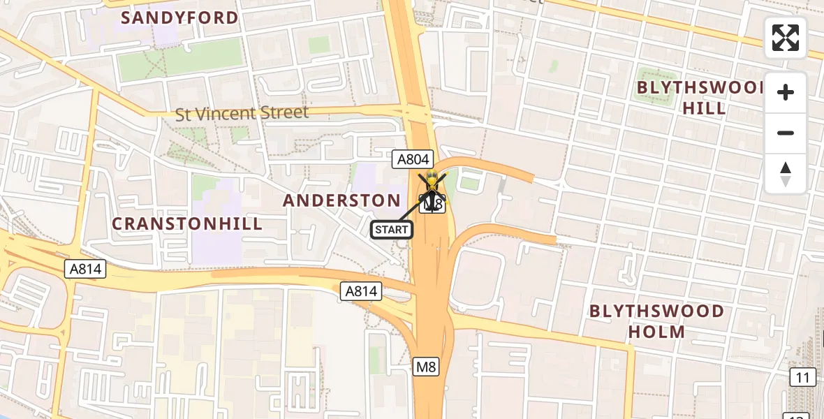 Flight route Police Helicopter Glasgow - Glasgow, 29 September 2026, 17:20