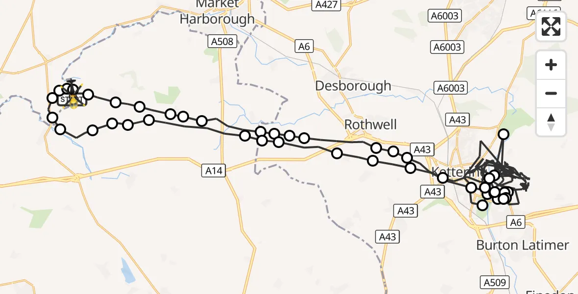 Flight route Police Helicopter Sulby Airstrip - Harborough, 29 September 2026, 17:28