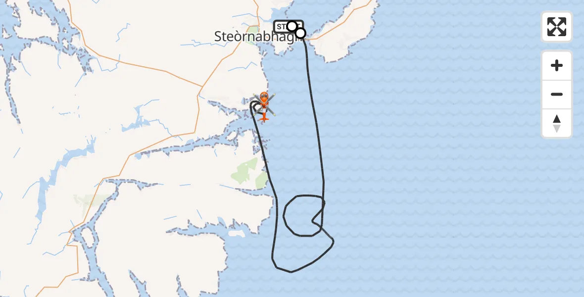 Flight route Coastguard Helicopter Stornoway Airport - Inner Seas, 29 September 2026, 17:59