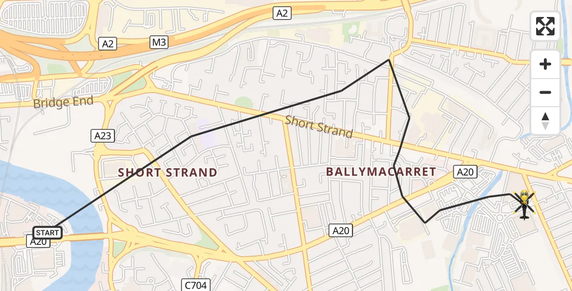 Flight route Police Helicopter Belfast City District - Belfast City District, 29 September 2026, 20:11