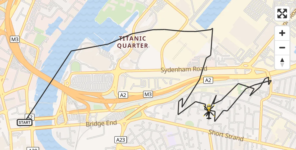 Flight route Police Helicopter Belfast City District - Belfast City District, 29 September 2026, 20:21