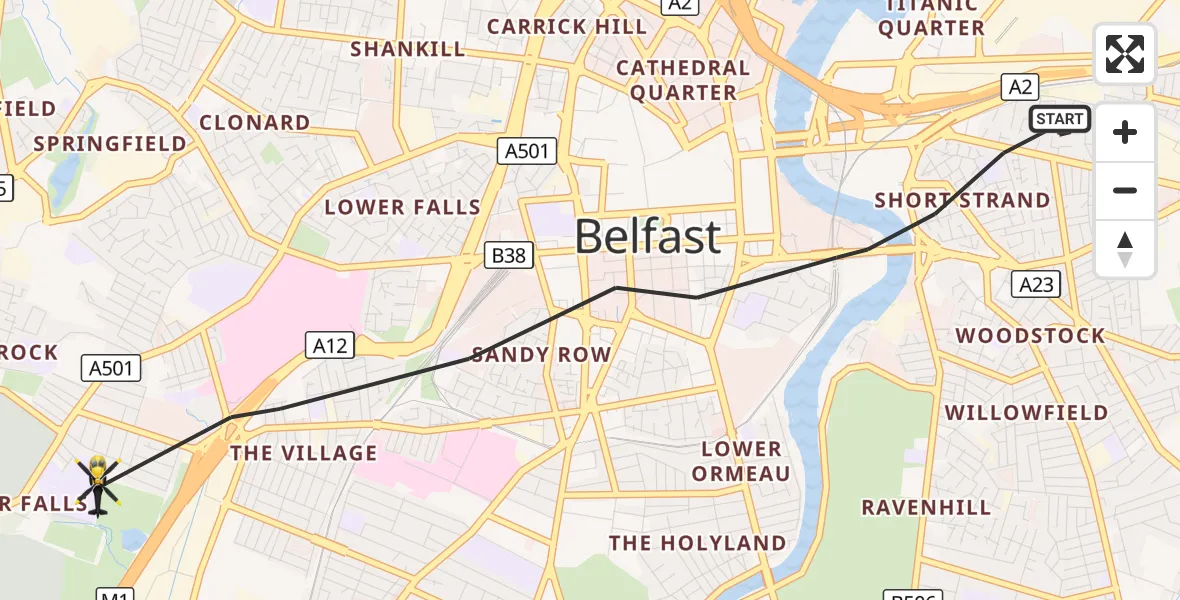 Flight route Police Helicopter Belfast City District - Belfast City District, 29 September 2026, 20:31