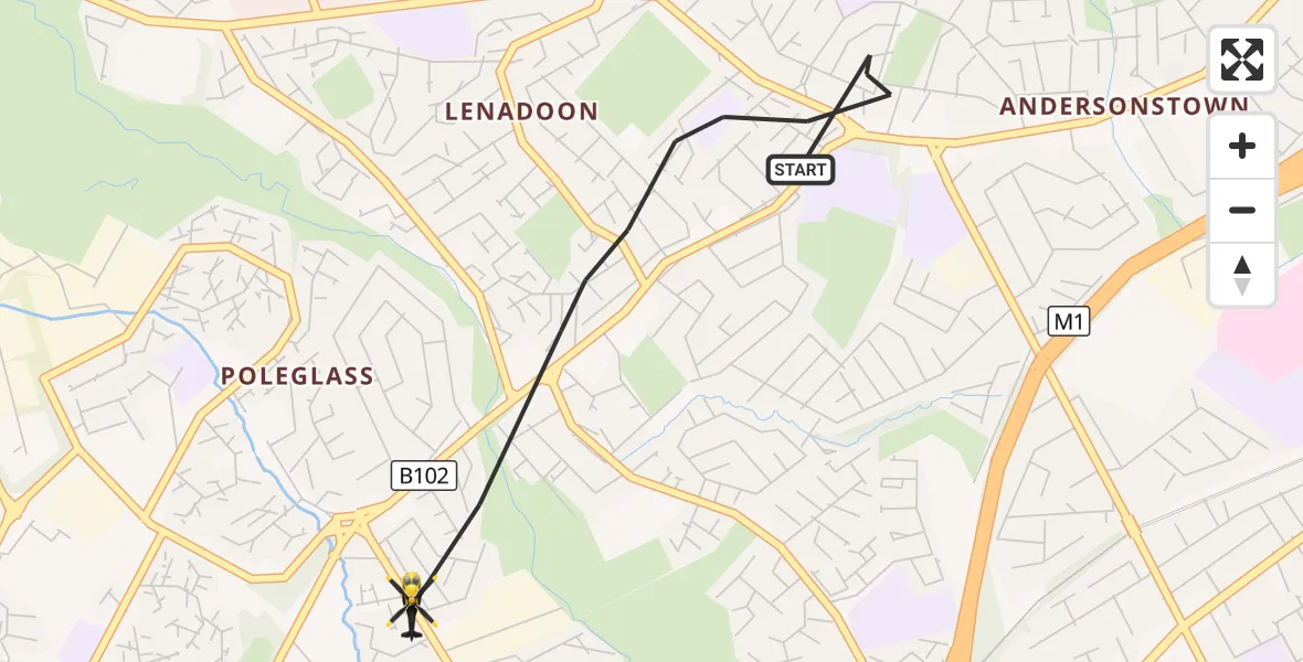 Flight route Police Helicopter Belfast City District - Belfast City District, 29 September 2026, 20:40