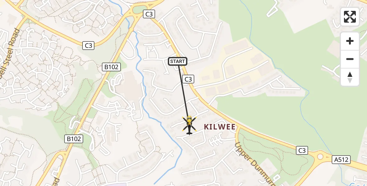 Flight route Police Helicopter Belfast City District - Belfast City District, 29 September 2026, 20:43