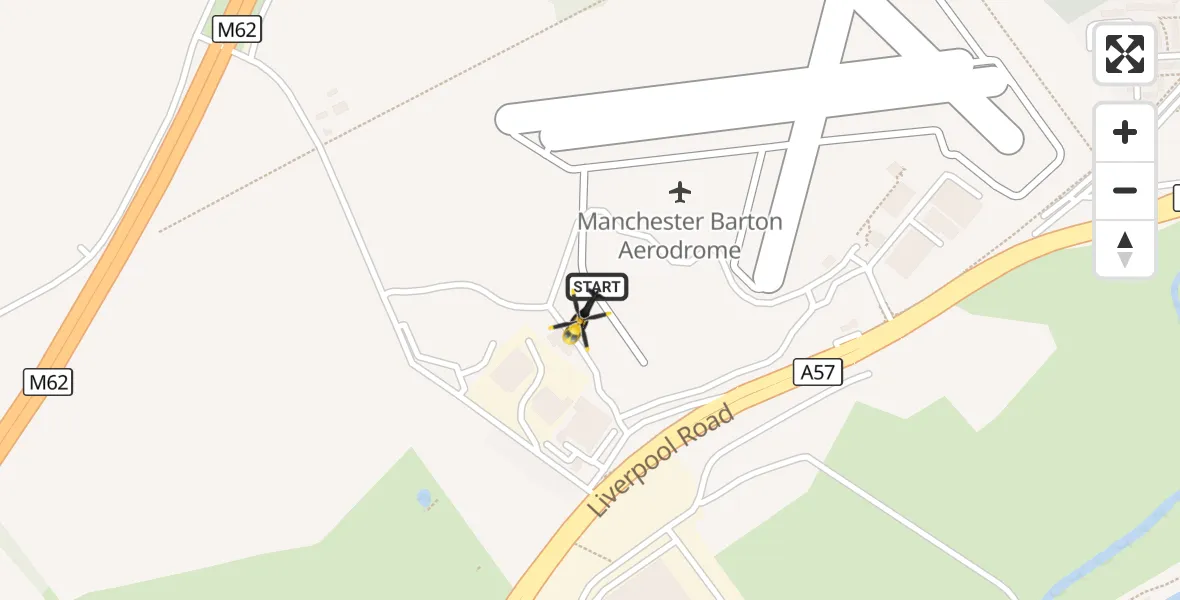 Flight route Police Helicopter Manchester Barton Aerodrome - Manchester Barton Aerodrome, 29 September 2026, 22:04