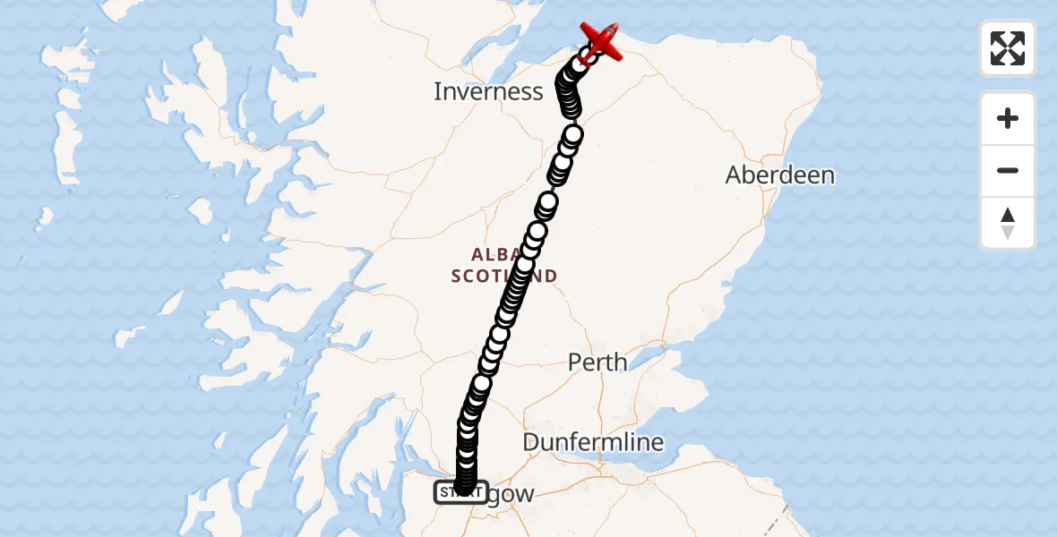 Flight route Air Ambulance Aircraft Glasgow Airport - Newton, 29 September 2026, 22:13