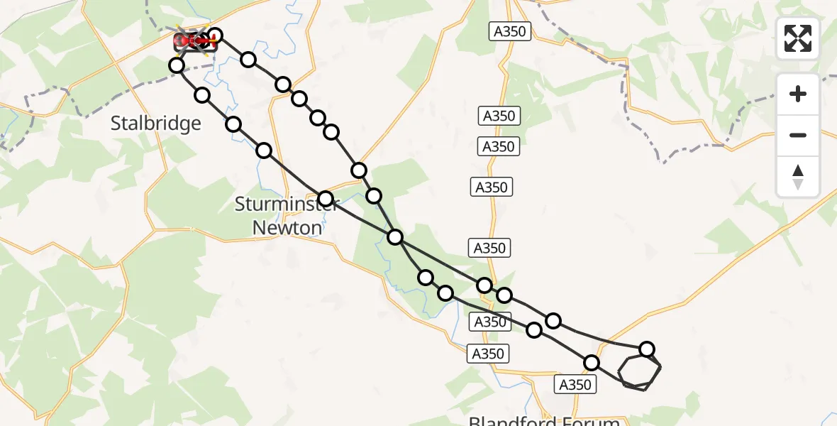 Flight route Air Ambulance Helicopter Henstridge Airfield - Henstridge Airfield, 30 September 2026, 07:28
