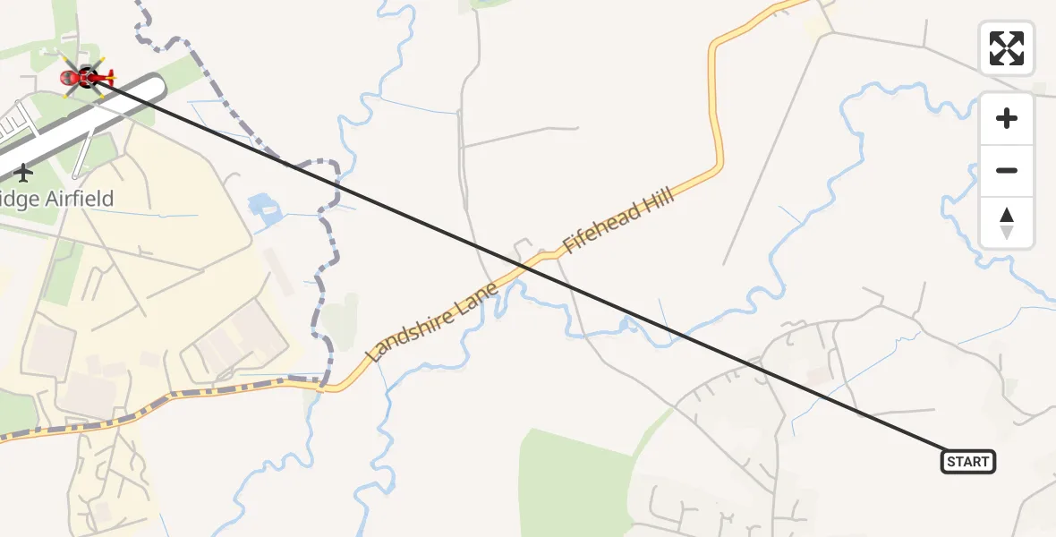 Flight route Air Ambulance Helicopter Marnhull - Henstridge Airfield, 30 September 2026, 07:55