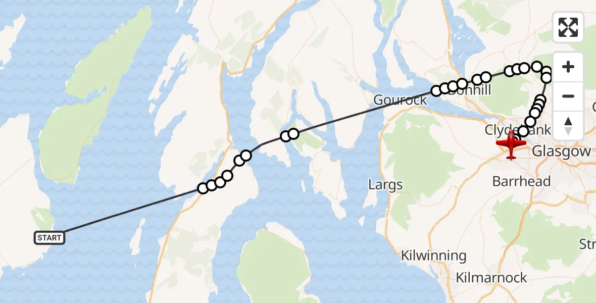 Flight route Air Ambulance Aircraft Inner Seas - Glasgow Airport, 30 September 2026, 11:26