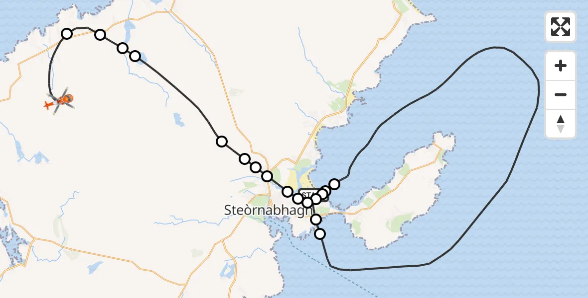 Flight route Coastguard Helicopter Stornoway Airport - Siabost, 30 September 2026, 13:24