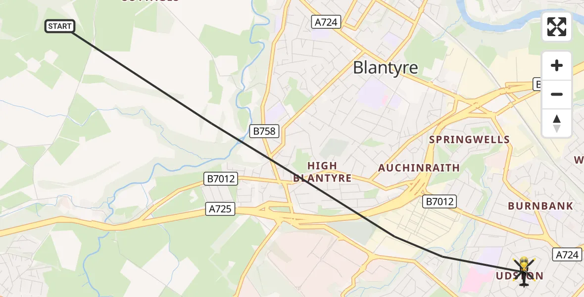 Flight route Police Helicopter Blantyre - Blantyre, 30 September 2026, 13:49