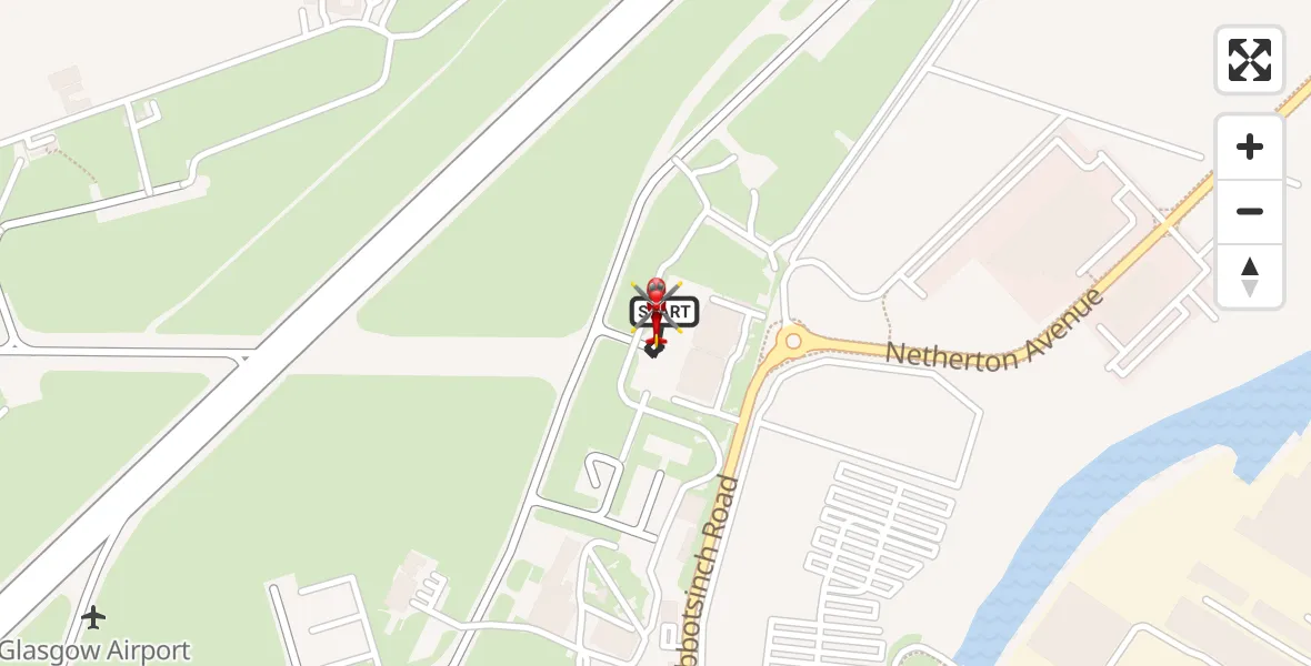 Flight route Air Ambulance Helicopter Glasgow Airport - Glasgow Airport, 30 September 2026, 14:07