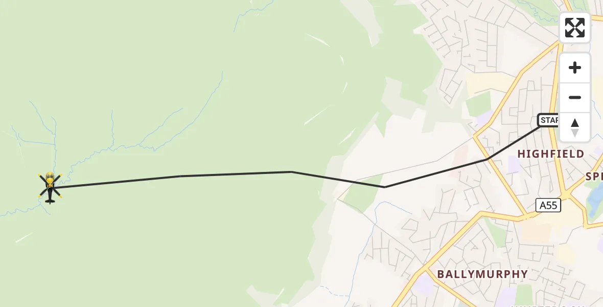 Flight route Police Helicopter Belfast City District - Belfast City District, 30 September 2026, 14:08
